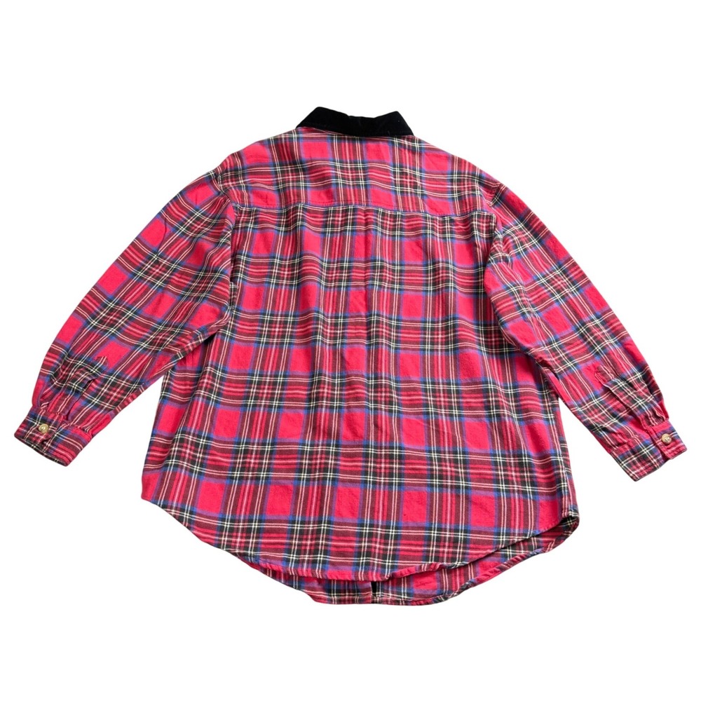 Nutcracker Flannel Shirt Womens 18W Red Plaid Embroidered Winter Bears Holiday - Picture 4 of 6